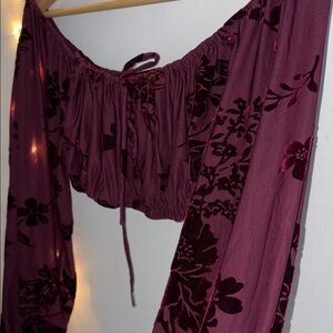 Velvet floral Crop top